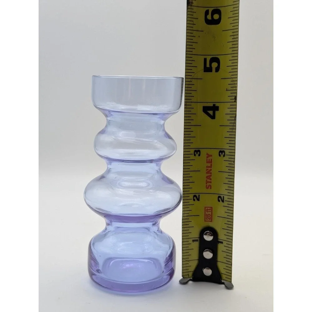 Set of 3 Lavender Purple Bubble Glass Vases Mid Century Modern Stacked Bud Vases